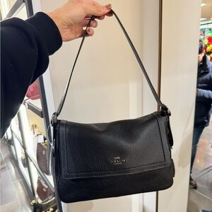 NWT Coach Etta flap bag Leather Gunmetal/Black